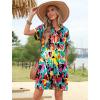 imageHOTOUCH Womens Summer Shirt Dress Short Sleeve Floral Shift Dresses Casual Loose Flowy Beach Sundress with PocketsMulticolor