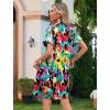 imageHOTOUCH Womens Summer Shirt Dress Short Sleeve Floral Shift Dresses Casual Loose Flowy Beach Sundress with PocketsMulticolor