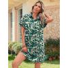 imageHOTOUCH Womens Summer Shirt Dress Short Sleeve Floral Shift Dresses Casual Loose Flowy Beach Sundress with PocketsPink Leaf Print