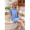 imageHOTOUCH Womens Summer Shirt Dress Short Sleeve Floral Shift Dresses Casual Loose Flowy Beach Sundress with PocketsWhite Flower Print
