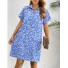 imageHOTOUCH Womens Summer Shirt Dress Short Sleeve Floral Shift Dresses Casual Loose Flowy Beach Sundress with PocketsWhite Flower Print