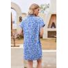 imageHOTOUCH Womens Summer Shirt Dress Short Sleeve Floral Shift Dresses Casual Loose Flowy Beach Sundress with PocketsWhite Flower Print