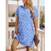 imageHOTOUCH Womens Summer Shirt Dress Short Sleeve Floral Shift Dresses Casual Loose Flowy Beach Sundress with PocketsWhite Flower Print