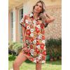 imageHOTOUCH Womens Summer Shirt Dress Short Sleeve Floral Shift Dresses Casual Loose Flowy Beach Sundress with PocketsWhite Red Orange Floral