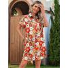 imageHOTOUCH Womens Summer Shirt Dress Short Sleeve Floral Shift Dresses Casual Loose Flowy Beach Sundress with PocketsWhite Red Orange Floral