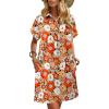 imageHOTOUCH Womens Summer Shirt Dress Short Sleeve Floral Shift Dresses Casual Loose Flowy Beach Sundress with PocketsWhite Red Orange Floral
