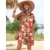 imageHOTOUCH Womens Summer Shirt Dress Short Sleeve Floral Shift Dresses Casual Loose Flowy Beach Sundress with PocketsWhite Red Orange Floral
