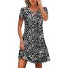 imageHOTOUCH Womens Casual ALine Dress with Pockets Summer Beach Floral Tshirt Dress Short Sleeve Mini Dress Flowy SundressesDarkwhite