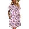 imageHOTOUCH Womens Summer Shirt Dress Short Sleeve Floral Shift Dresses Casual Loose Flowy Beach Sundress with PocketsPurple Floral