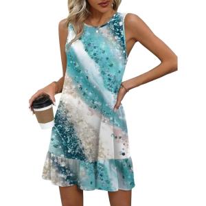 imageHOTOUCH Womens Summer Dresses Casual Loose Sleeveless Tshirt Sundress Ruffle Hem Tank Dress Beach Dress with PocketsBoho1