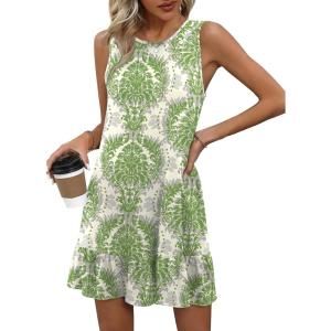 imageHOTOUCH Womens Summer Dresses Casual Loose Sleeveless Tshirt Sundress Ruffle Hem Tank Dress Beach Dress with PocketsBoho2