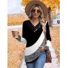 imageHOTOUCH Womens Fall Tunics Long Sleeve Tops Cross V Neck Shirts Loose Casual Blouses with Decor ButtonBlack Colorblock