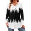 imageHOTOUCH Womens Fall Tunics Long Sleeve Tops Cross V Neck Shirts Loose Casual Blouses with Decor ButtonBlackwhite