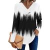 imageHOTOUCH Womens Fall Tunics Long Sleeve Tops Cross V Neck Shirts Loose Casual Blouses with Decor ButtonBlackwhite