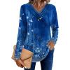 imageHOTOUCH Womens Fall Tunics Long Sleeve Tops Cross V Neck Shirts Loose Casual Blouses with Decor ButtonBlue Floral
