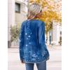 imageHOTOUCH Womens Fall Tunics Long Sleeve Tops Cross V Neck Shirts Loose Casual Blouses with Decor ButtonBlue Floral