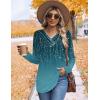 imageHOTOUCH Womens Fall Tunics Long Sleeve Tops Cross V Neck Shirts Loose Casual Blouses with Decor ButtonBlue Gradient