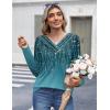imageHOTOUCH Womens Fall Tunics Long Sleeve Tops Cross V Neck Shirts Loose Casual Blouses with Decor ButtonBlue Gradient