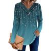 imageHOTOUCH Womens Fall Tunics Long Sleeve Tops Cross V Neck Shirts Loose Casual Blouses with Decor ButtonBlue Gradient