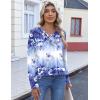 imageHOTOUCH Womens Fall Tunics Long Sleeve Tops Cross V Neck Shirts Loose Casual Blouses with Decor ButtonBlue Purple Floral