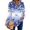 imageHOTOUCH Womens Fall Tunics Long Sleeve Tops Cross V Neck Shirts Loose Casual Blouses with Decor ButtonBlue Purple Floral