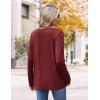 imageHOTOUCH Womens Fall Tunics Long Sleeve Tops Cross V Neck Shirts Loose Casual Blouses with Decor ButtonBurgundy