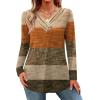 imageHOTOUCH Womens Fall Tunics Long Sleeve Tops Cross V Neck Shirts Loose Casual Blouses with Decor ButtonCaramel