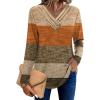 imageHOTOUCH Womens Fall Tunics Long Sleeve Tops Cross V Neck Shirts Loose Casual Blouses with Decor ButtonCaramel