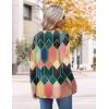 imageHOTOUCH Womens Fall Tunics Long Sleeve Tops Cross V Neck Shirts Loose Casual Blouses with Decor ButtonColorful Plaid