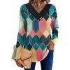 imageHOTOUCH Womens Fall Tunics Long Sleeve Tops Cross V Neck Shirts Loose Casual Blouses with Decor ButtonColorful Plaid