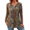 imageHOTOUCH Womens Fall Tunics Long Sleeve Tops Cross V Neck Shirts Loose Casual Blouses with Decor ButtonEthnic Print