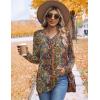 imageHOTOUCH Womens Fall Tunics Long Sleeve Tops Cross V Neck Shirts Loose Casual Blouses with Decor ButtonEthnic Print