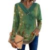 imageHOTOUCH Womens Fall Tunics Long Sleeve Tops Cross V Neck Shirts Loose Casual Blouses with Decor ButtonGreen Floral