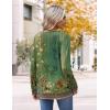 imageHOTOUCH Womens Fall Tunics Long Sleeve Tops Cross V Neck Shirts Loose Casual Blouses with Decor ButtonGreen Floral