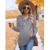 imageHOTOUCH Womens Fall Tunics Long Sleeve Tops Cross V Neck Shirts Loose Casual Blouses with Decor ButtonGrey Floral 01