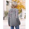imageHOTOUCH Womens Fall Tunics Long Sleeve Tops Cross V Neck Shirts Loose Casual Blouses with Decor ButtonGrey Floral 01