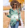 imageHOTOUCH Womens Fall Tunics Long Sleeve Tops Cross V Neck Shirts Loose Casual Blouses with Decor ButtonLight Green Floral