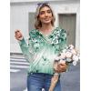 imageHOTOUCH Womens Fall Tunics Long Sleeve Tops Cross V Neck Shirts Loose Casual Blouses with Decor ButtonLight Green Floral