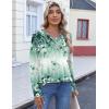 imageHOTOUCH Womens Fall Tunics Long Sleeve Tops Cross V Neck Shirts Loose Casual Blouses with Decor ButtonLight Green Floral