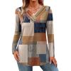 imageHOTOUCH Womens Fall Tunics Long Sleeve Tops Cross V Neck Shirts Loose Casual Blouses with Decor ButtonMultiple Plaid