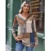 imageHOTOUCH Womens Fall Tunics Long Sleeve Tops Cross V Neck Shirts Loose Casual Blouses with Decor ButtonMultiple Plaid
