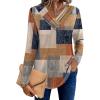 imageHOTOUCH Womens Fall Tunics Long Sleeve Tops Cross V Neck Shirts Loose Casual Blouses with Decor ButtonMultiple Plaid