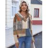 imageHOTOUCH Womens Fall Tunics Long Sleeve Tops Cross V Neck Shirts Loose Casual Blouses with Decor ButtonMultiple Plaid