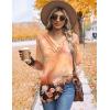 imageHOTOUCH Womens Fall Tunics Long Sleeve Tops Cross V Neck Shirts Loose Casual Blouses with Decor ButtonOrange Floral