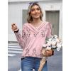 imageHOTOUCH Womens Fall Tunics Long Sleeve Tops Cross V Neck Shirts Loose Casual Blouses with Decor ButtonPink Floral