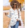 imageHOTOUCH Womens Fall Tunics Long Sleeve Tops Cross V Neck Shirts Loose Casual Blouses with Decor ButtonWhite Floral