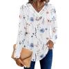 imageHOTOUCH Womens Fall Tunics Long Sleeve Tops Cross V Neck Shirts Loose Casual Blouses with Decor ButtonWhite Floral