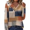imageHOTOUCH Womens Fall Tunics Long Sleeve Tops Cross V Neck Shirts Loose Casual Blouses with Decor ButtonMultiple Plaid