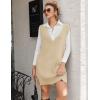 imageHOTOUCH Womens V Neck Sweater Vest Dress Oversized Sleeveless Casual Pullover Sweater Fall Winter Knit Slit Short DressApricot