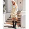 imageHOTOUCH Womens V Neck Sweater Vest Dress Oversized Sleeveless Casual Pullover Sweater Fall Winter Knit Slit Short DressApricot